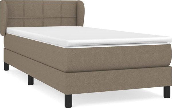 vidaXL Κρεβάτι Κοντινεντάλ με Στρώμα, Taupe, Υφασμάτινο, 90x190 εκ.