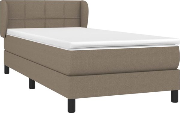 vidaXL Κρεβάτι Κοντινεντάλ με Στρώμα, Taupe, Υφασμάτινο, 90x190 εκ.