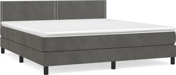 vidaXL Κρεβάτι Continental με στρώμα, σκουρόχρωμο γκρι βελούδο, 160x200 εκ.