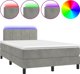 vidaXL κρεβάτι κοντινένταλ με στρώμα και LED, γκρι, 120x200 εκ., βελούδο