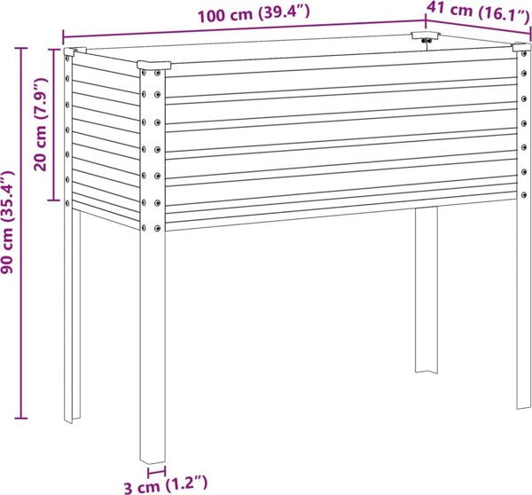 vidaXL Γλάστρα κήπου, καφέ, 100x41x90 εκ., ατσάλι