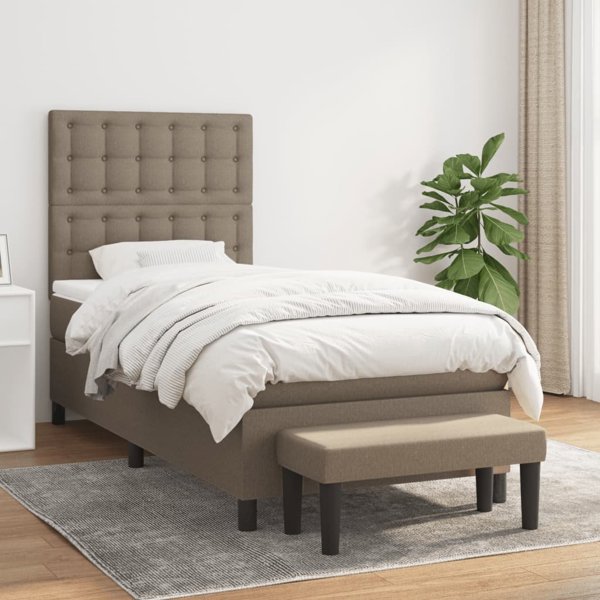 vidaXL Kontynentalne κρεβάτι με στρώμα, taupe, ύφασμα, 80x200 cm