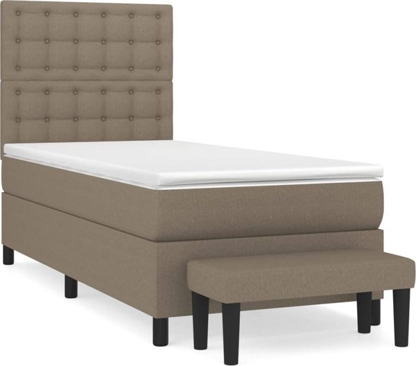 vidaXL Kontynentalne κρεβάτι με στρώμα, taupe, ύφασμα, 80x200 cm