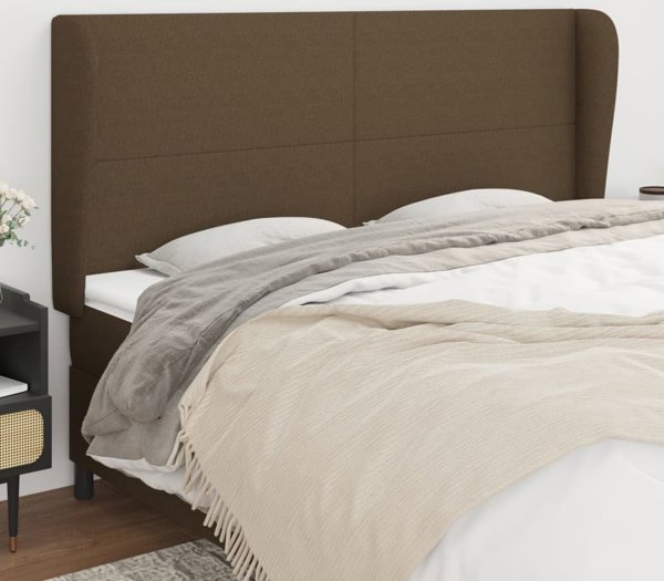 vidaXL Zaglowek uszak, ciemnobrazowy, 203x23x118/128 cm, tkanina