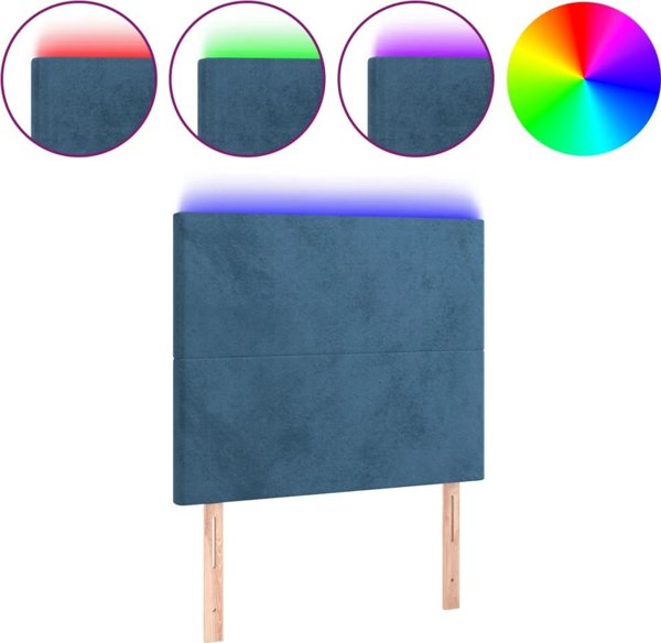 vidaXL Zaglowek do lozka z LED ciemnoniebieski, 90x5x118/128 cm