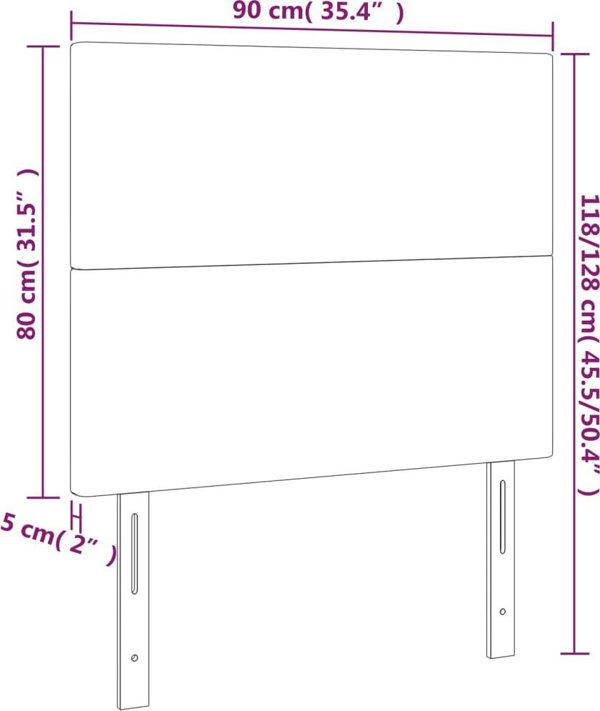 vidaXL Zaglowek do lozka z LED ciemnoniebieski, 90x5x118/128 cm
