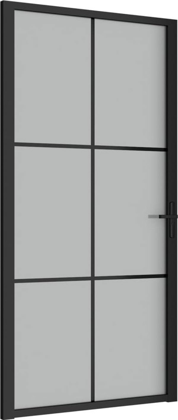 vidaXL Εσωτερική πόρτα μαύρη 102,5x201,5 cm από γυαλί και αλουμίνιο