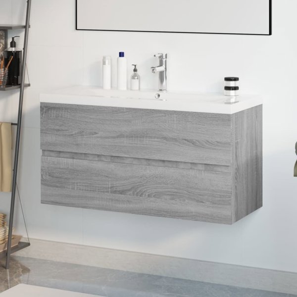 vidaXL Ντουλάπα με νιπτήρα, γκρι δρυς Sonoma, υλικό ξύλου