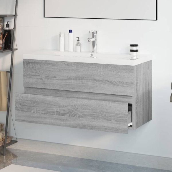 vidaXL Ντουλάπα με νιπτήρα, γκρι δρυς Sonoma, υλικό ξύλου
