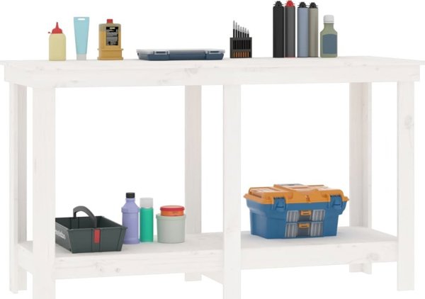 vidaXL Εργασιακό Τραπέζι, Λευκό, 140x50x80 εκ., Μασίφ Πεύκο