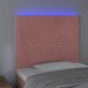 vidaXL Zaglowek do lozka z LED, rozowy, 100x5x118/128 cm, aksamit
