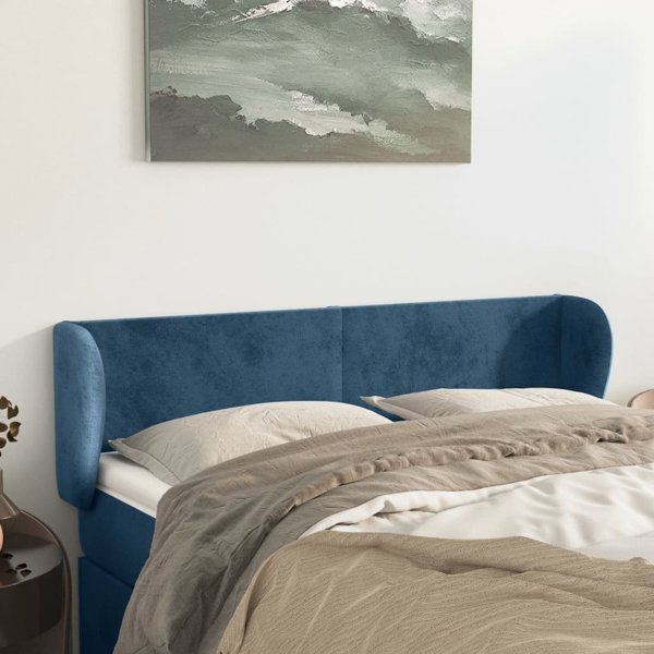 vidaXL Κεφαλάρι uszak, σκούρο μπλε, 147x23x78/88 cm, βελούδο
