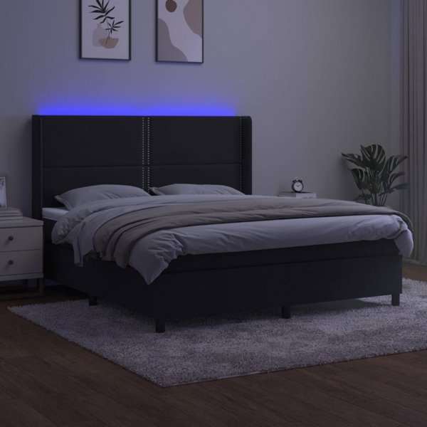 vidaXL Κρεβάτι Continental με στρώμα και LED, μαύρο βελούδο, 180x200 cm