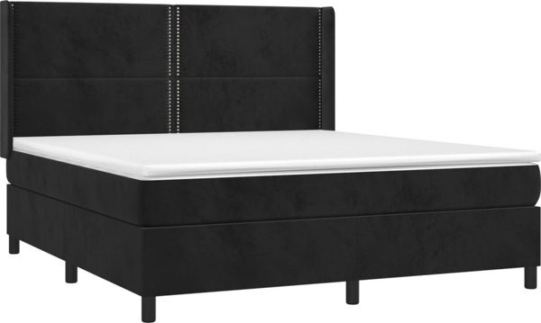 vidaXL Κρεβάτι Continental με στρώμα και LED, μαύρο βελούδο, 180x200 cm