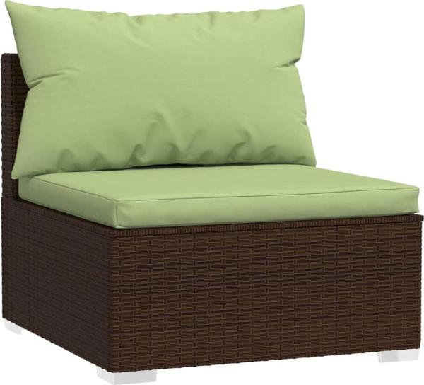 vidaXL 5-τεμ. σετ καθιστικού κήπου με μαξιλάρια, rattan PE, καφέ