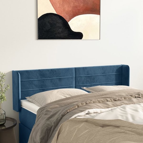 vidaXL Κεφαλαρι uszak, σκουρο μπλε, 147x16x78/88 cm, βελούδο