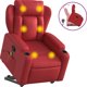 vidaXL Ανασηκωμένη αναδιπλούμενη πολυθρόνα μασάζ, κόκκινη, από οικοδερμάτινο