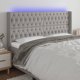 vidaXL Zaglowek do lozka z LED, jasnoszary, 203x16x118/128 cm, tkanina