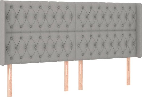 vidaXL Zaglowek do lozka z LED, jasnoszary, 203x16x118/128 cm, tkanina
