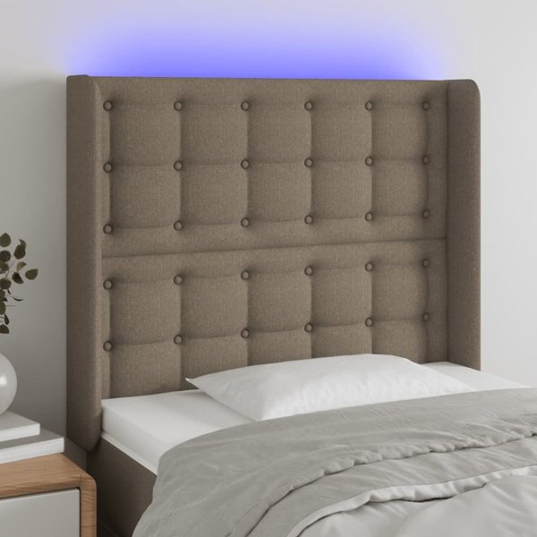 vidaXL Κεφαλάρι κρεβατιού με LED, ταουπέ, 103x16x118/128 εκ., ύφασμα