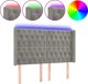 vidaXL Κεφαλάρι για κρεβάτι με LED, ανοιχτό γκρι, 163x16x118/128 cm, βελούδο