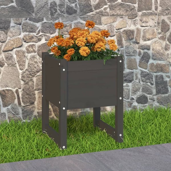 vidaXL vidaXL Donica, szara, 40x40x52,5 cm, lite drewno sosnowe