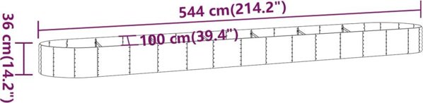 vidaXL vidaXL Donica ogrodowa, malowana proszkowo stal, 544x100x36 cm, szara