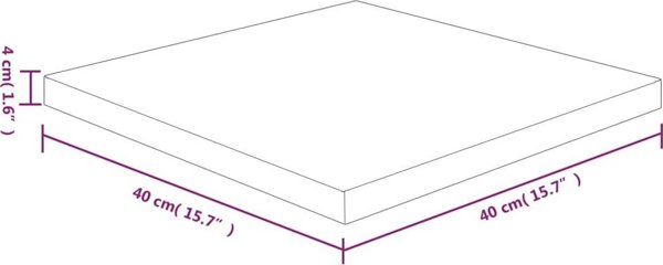 vidaXL Τετράγωνος πάγκος για τραπεζάκι 40x40x4 cm από ακατέργαστη δρυς