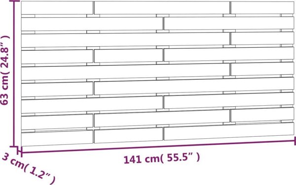 vidaXL Κεφαλάρι κρεβατιού, γκρι, 141x3x63 cm, από μασίφ πεύκο