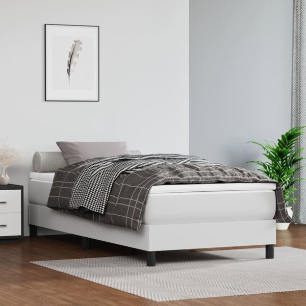 vidaXL Κρεβάτι κοντινεντάλ λευκό, 100x200 cm, επενδεδυμένο με οικοδερμα