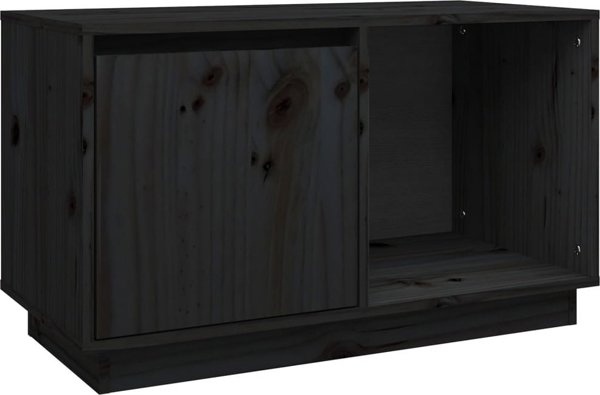 vidaXL vidaXL Szafka pod TV, czarna, 74x35x44 cm, lite drewno sosnowe