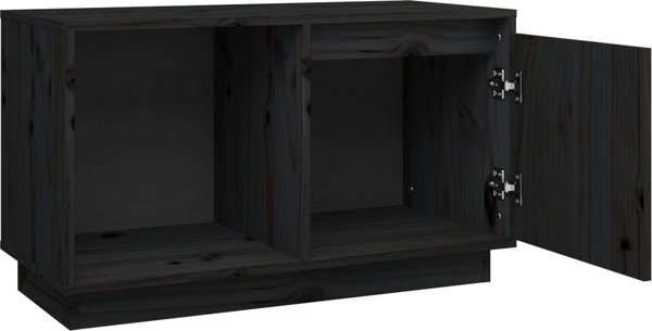 vidaXL vidaXL Szafka pod TV, czarna, 74x35x44 cm, lite drewno sosnowe