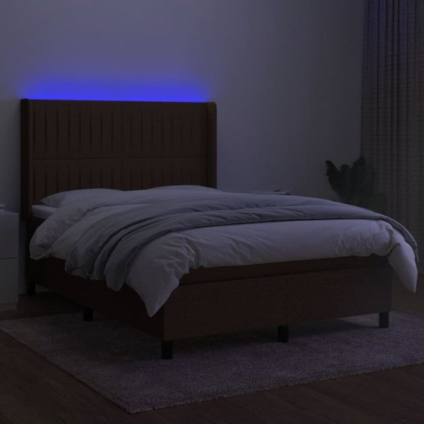 vidaXL Κρεβάτι Kontynentalne με στρώμα, καφέ, 140x190 cm, ύφασμα