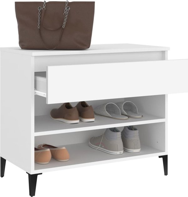 vidaXL Polka na buty, bialy, 70x36x60 cm, material drewnopochodny