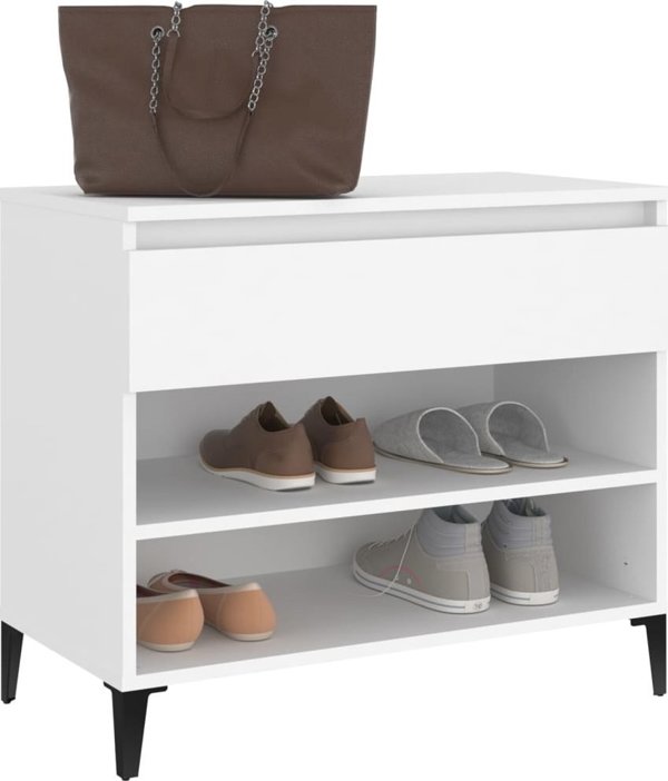 vidaXL Polka na buty, bialy, 70x36x60 cm, material drewnopochodny