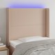 vidaXL κεφαλάρι κρεβατιού με LED, cappuccino, 103x16x118/128 cm, οικολογικό δέρμα