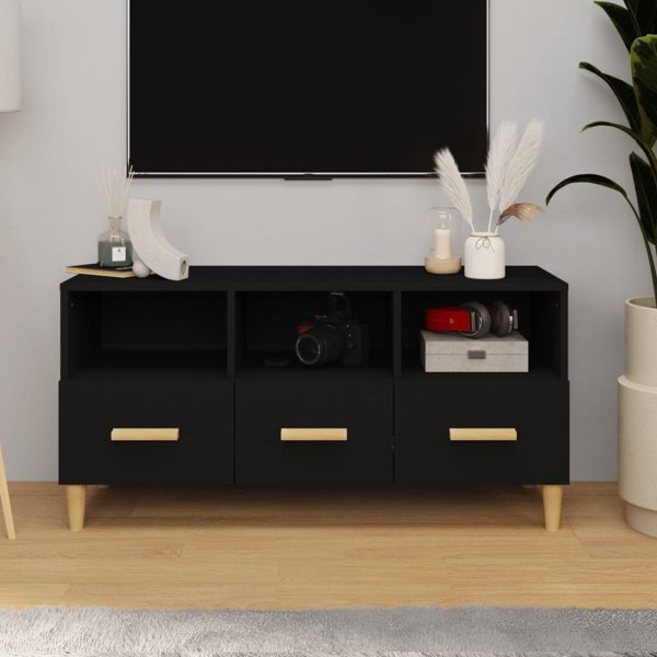 vidaXL Ερμάριο κάτω από Τηλεόραση, μαύρο, 102x36x50 cm, σύνθετο ξύλο