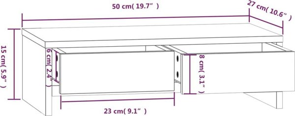 vidaXL Βάση οθόνης, λευκή, 50x27x15 εκ., από μασίφ πεύκο