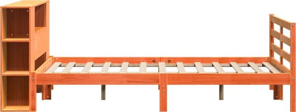 vidaXL Κρεβάτι με ράφι, χωρίς στρώμα, 160x200 εκ, συμπαγές πεύκο