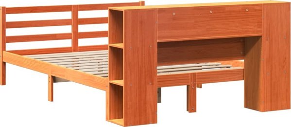 vidaXL Κρεβάτι με ράφι, χωρίς στρώμα, 160x200 εκ, συμπαγές πεύκο