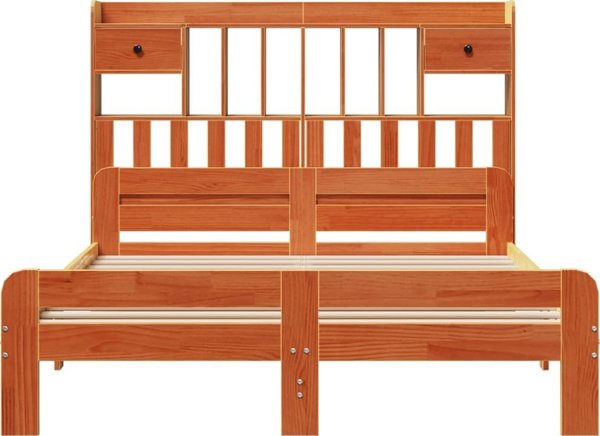 vidaXL Κρεβάτι με ράφι, χωρίς στρώμα, 160x200 εκ, από συμπαγές πεύκο