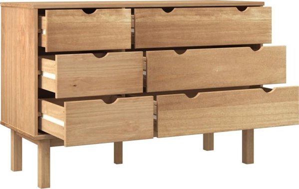 vidaXL vidaXL Komoda z szufladami, 113,5x39,5x73 cm, lite drewno sosnowe