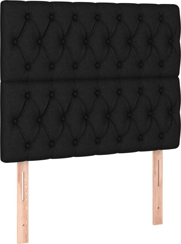 vidaXL Zaglowki do lozka 2 sztuki czarne 100x7x78/88 cm tkanina