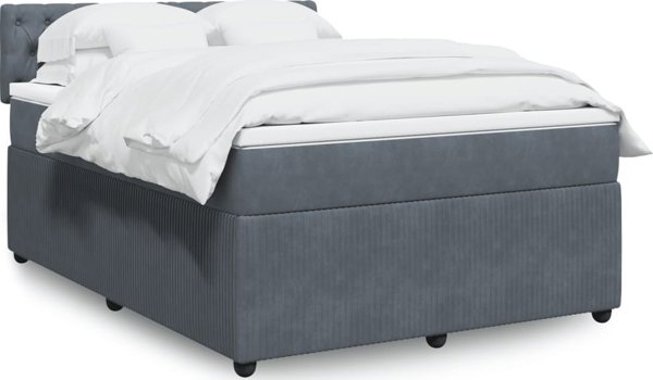 vidaXL Κρεβάτι continental με στρώμα, σκούρο γκρι βελούδο, 140x190 εκ.