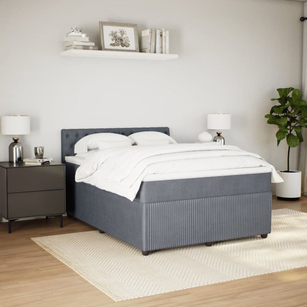 vidaXL Κρεβάτι continental με στρώμα, σκούρο γκρι βελούδο, 140x190 εκ.
