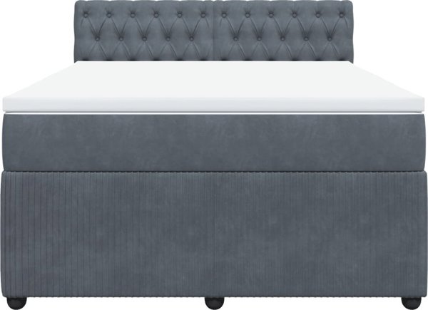 vidaXL Κρεβάτι continental με στρώμα, σκούρο γκρι βελούδο, 140x190 εκ.