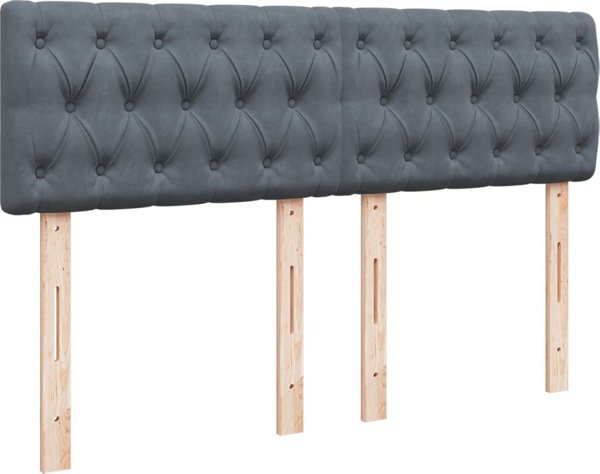 vidaXL Κρεβάτι continental με στρώμα, σκούρο γκρι βελούδο, 140x190 εκ.