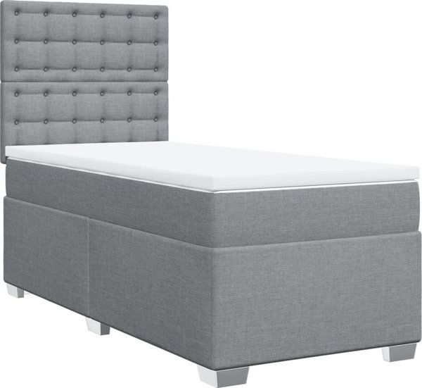 vidaXL Κρεβάτι Continental με στρώμα, ανοιχτό γκρι ύφασμα, 80x200 εκ.