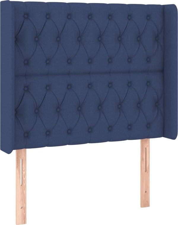 vidaXL Κεφαλάρι κρεβατιού με LED μπλε 103x16x118/128 εκ. ύφασμα