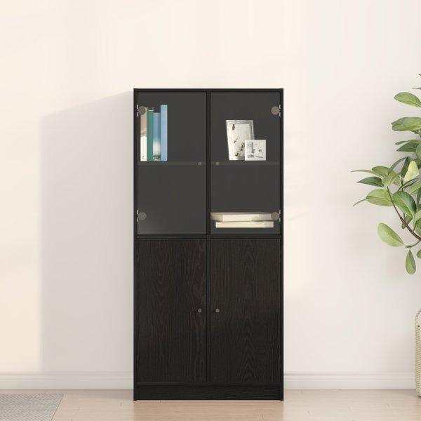 VidaXL Υψηλή Βιτρίνα, Μαύρη Δρυς, 68x37x142 cm, από Ξυλοπαραγωγικό Υλικό